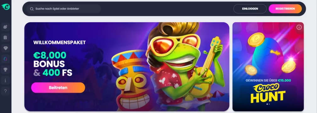 Crocoslots Casino Willkommenspaket 8000 Euro Bonus und 400 Freispiele